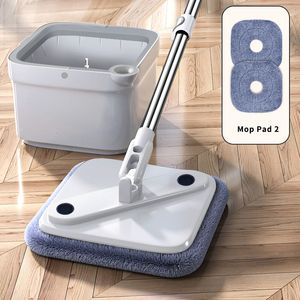 Mop Joybos Spin Mop con secchio Hand Free e Squeeze Flat Floor Microfibra Pulizia della casa facile da drenare 230728