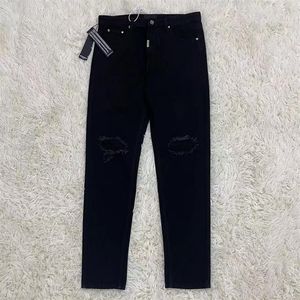 23SS Men USA Autumn Winter Zipper Denim Spodnie Umyte łamane patchwork dżinsy High Street Ripped Proste spodnie 308289l