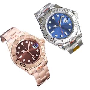 Mens watch automatic watch movement blue dial rose gold ceramic bezel dual color inlay full stainless steel strap original solid waterproof bracelet watch dhgate