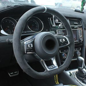DIY Black zamszowe skórzane samochody kierownicy do Volkswagen Golf 7 Golf R Mk7 Polo GTI Scirocco 2015 2016321Q