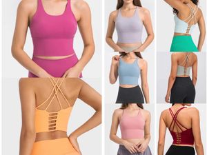 Sutiã esportivo Lu Yoga Sutiã de copa cheia Top de secagem rápida à prova de choque Cross Back Push Up Sutiã de treino para mulheres Ginásio Running Jogging Fitness Bra