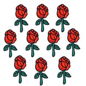 10PCS Rose Patches for Clothing Bags Iron on Embroidery Patch for Jeans Dress DIY Fabrics for Patchwork Sew on Badge270Z