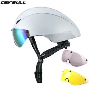Capacetes de Ciclismo CAIRBULL TT Capacete Goggle Aero Road Bicycle Racing Bike Sports Safety 5460cm ML White Adjustable 230728