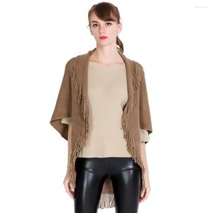 Scarves Women Spring Autumn Knitted Shawl Lady Tassels Cardigan Clock Loose Bat-wing Sweater Coat Fall Solid Color Wrap Wholesale In