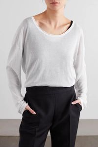 Kvinnors tröjor 2023 Autumn and Winter Wool Silk Blended Simple Classic grundläggande stickade tröja kvinnor