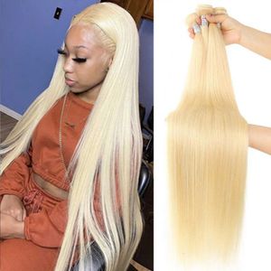 Lace 613 Bundle Brazilian Human Hair Weave Bundles 30 40 Inch Long 3 4 Bone Straight Blonde s 230728