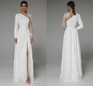 Simples e elegante apliques até o chão vestidos de noiva 2023 vestido de noiva branco festa para noiva manga longa tamanho personalizado vestidos de noiva