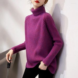 Women's Sweaters Turtleneck Women Sweater Khaki Long Sleeve Knitted Pullover 2023Autumn Winter Casual Pink Jumper Loose Oversized