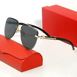 Luftfahrt-Sonnenbrille für Damen, Designer-Sonnenbrille für Herren, Strukturspiegel, Metallrahmen mit optischer großer Vintage-Retro-Gold-Schwarz-Carti-Linse, Doppelbrücke, Pilotenbrille