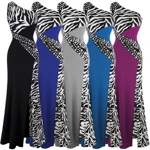 Angel-fashion Women One Shoulder Zebra Beaded Gemstones Stitching Evening Dresses Prom Gowns Evening Dress Party Dress 072270P