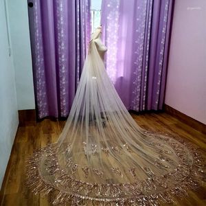 Bridal Veils Chain Veil Accessories Wedding Tassel Sequin Cathedral 3 meter bred original Luxury Champagne Ribbon Hair Comb 2023