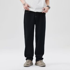 Mens Jeans Tfetters 20023 Summer Black Jeans Män rak denim Solid Color Full Längd Casual Baggy Jeans Skateboard Streetwear 230729