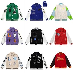 100% Rätt version Mänjacka Flocking Läderhylsor Baseball Coat Uniform Single Breasted Warm Jackets Varsity Coats Designer Jacket Overized Athleisure L67