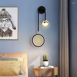 Wall Lamp Modern LED Nordic Round Ball Creative Bedroom Bedside Lighting Luxury Living Room Aisle Sconce Decor Lights