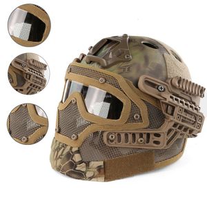 Cycling Helmets Full Covered Tactical Helmet HD Lens Military Airsoft Paintball Sports Protective Helmets Army Combat CS Shooting Safety Helmet 230728