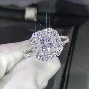 Luxury Sparkly Big Stone Zircon Silver Color Ring For Women Engagement Wedding Shiny Ring Party Jewelry Fashion Female 20191931