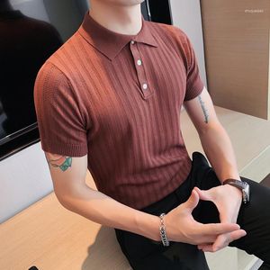 Männer T Shirts 2023 Sommer Hohe Qualität Reine Farbe Revers Schlank Britischen Stil Kurzarm Outdoor Sport T-shirts POLO hemd