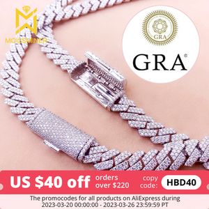 Pendant Necklaces Square 10mm Cuban Link Chain Necklaces S925 Silver Real Diamonds Choker for Women Men Pass Tester 230728