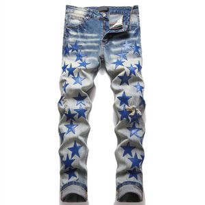 Plus Size Designer Jeans Mens Denim Embroidery Pants Fashion Holes Trouser US Size Hip Hop Distressed Zipper trousers For Male 202302y