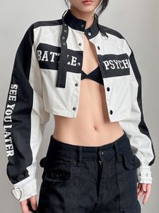 Kvinnor jackor y2k beskuren jackor kvinnor punk moto cyklist stil rockar kvinnlig sexig kryddig tjejjacka streetwear damer stiliga chic ytterkläder 230729