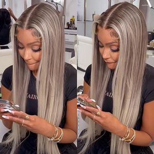 #P18/613 Blonde Highlight Straight Glueless 13x4 Lace Front Human Hair Wig For Women 30 Inch Bone 13x6 Frontal