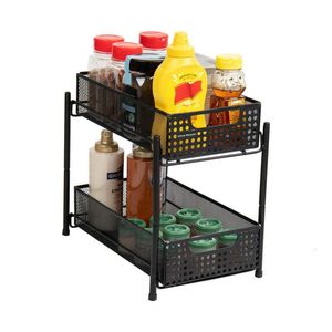 Suportes de armazenamento Racks Heavy Duty Organizador Deslize para fora Cesta Gaveta Para Cozinha Banheiro Mesa de Escritório Preto Prateleira acessórios Sto 230728