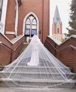 Veli da sposa Romantico velo da sposa da chiesa a due strati con pettine di perle MM Accessori