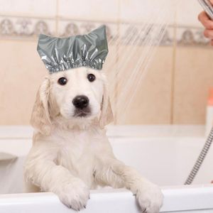 Hundebekleidung, Haustier-Duschkopfbedeckung, Vliesstoff, elastisches Band, geruchsneutral, Badekopfbedeckung, lichtecht