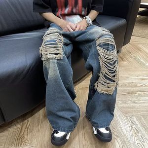 Mens Jeans Korean Edition Design Senses the Streetwear Hip Hop Wide Leg Jean for Men Straight Male Trousers 230729