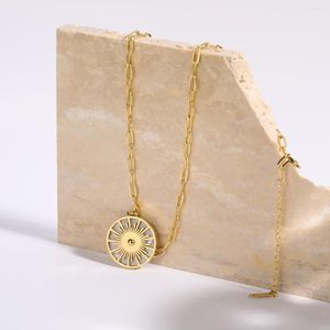 Naszyjniki wiszące moda design vintage sprzęt czasowy okrągły naszyjnik tytanowy stal spleciona z 18 -karatową złotą choker damski prezent na imprezę biżuterii