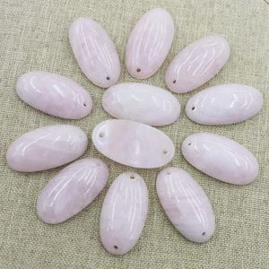 Collane con ciondolo Braccialetto a mano in pietra naturale di moda Ciondoli per collana di cristallo di polvere di quarzo rosa Creazione di accessori per gioielli 6 pezzi all'ingrosso