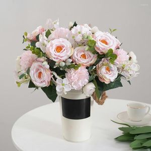 装飾的な花1ブーケ人工繊細なDIY気象耐性エレガントなバラの結婚式の好意