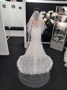 Bridal Veils Topqueen Veil Chapel Wedding White Ivory Ręcznie robiony dwumienny tiul z grzebieniem do włosów dla kobiet małżeństwo v17