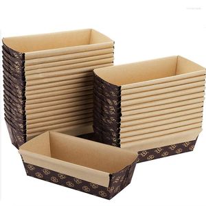 Disposable Dinnerware 25pcs Kraft Papers Bread Loaf Pans Bakery Pastry Rectangle For Kitchen Microwave Freezer Oven Baking Tools