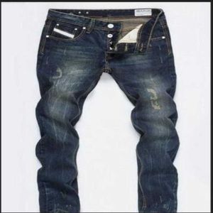 Modedesigner Mens Ripped Biker Jeans Leather Patchwork Slim Fit Moto Denim Joggers för manlig nödställd Pantsp1ew