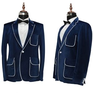 Bule Men WeddingBlazer Notched Lapel Single Breched Coat Fit Groom Party Male Customize2023秋の新しい到着