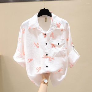 Blusas Femininas Primavera 2023 Coreano Casual Blusa Manga Longa Manga Solta Top Strappy Little Swan Print Cardigan Camisas Sl30