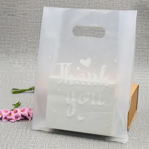 100pcs 1 partia Półprzeżalne plastikowe torby Dziękujemy z plastikowymi torbami weselnymi, sprzyjaj torbom detalicznym dla pudełek xd23023316h