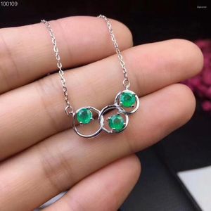 Chains MeiBaPJ High Quality Natural Emerald Pendant Necklace With Certificate 925 Pure Silver Fine Wedding Jewelry For Women