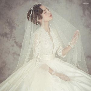 Bridal Veils JIN IS YARN 2023 White/Ivory Veil With Comb One Layer Cathedral Royal Pearl Wedding