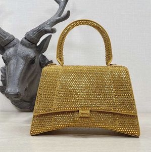 Rhinestone Hourglas Shoulder Bag Luxury Quality Shimmer Crossbody Crescent Handbag Hobo Purses verkliga äkta läder diamanter väska lyx och hög mening