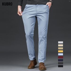 Calça Masculina KUBRO Alta Qualidade Luxo Terno de Negócios Reto Masculino Designer Azul Primavera Verão Elegante Casual Longo Formal Calça Masculina