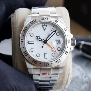 Ny automatisk mekanisk mens sportklocka svartvitt nummer Dial Sapphire Glass Watches rostfritt stål Explorer Male Armtwatch245s
