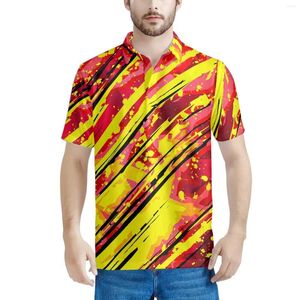 Polos masculinos Ciclismo Padrão Amarelo Preto Vermelho Homens Manga Curta Baggy Camisas Casuais Slim Fit Pulôver Tops Blusa 2023 Férias Praia