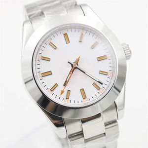 Ny automatisk GD2813 -rörelse 39mm herrklocka klockor 316L rostfritt stål sliver urtavla grön hand inner mens armbandsur223j