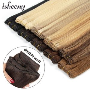 Hair Bulks Straight Human Weaves Brazilian Bundles Sew In Weft s Blonde 50g 12" 24" Natural 230728