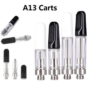 A13 Kasje Vape żarówka Pyrex tłuszcz szklany kaset Pusta atomizer wózka wózka Vape 510 Nić cewka ceramiczna z ceramiczną końcówką dla gęstego oleju 0,5 ml 1,0 ml