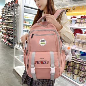 Torby szkolne Kobiety wodoodporne stały kolor nylonowy plecak mochila laptop prosty uczniowie moda dla kobiet szkolnych plecak torba podróży 2307728