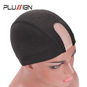 Wig Caps Plussign 10Pcs Wholesale Spandex Mesh Dome Wig Cap Elastic Hair Net Glueless Hairnet Wig Cap For Making Wigs Black U Part Caps 230729