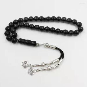 Strand Black Agates Tasbih Man's Peads Kamień Naturalny Bransoletki Prezent Eid Misbaha Muzułmańskie Akcesoria Modlitwa 33beads Biżuteria